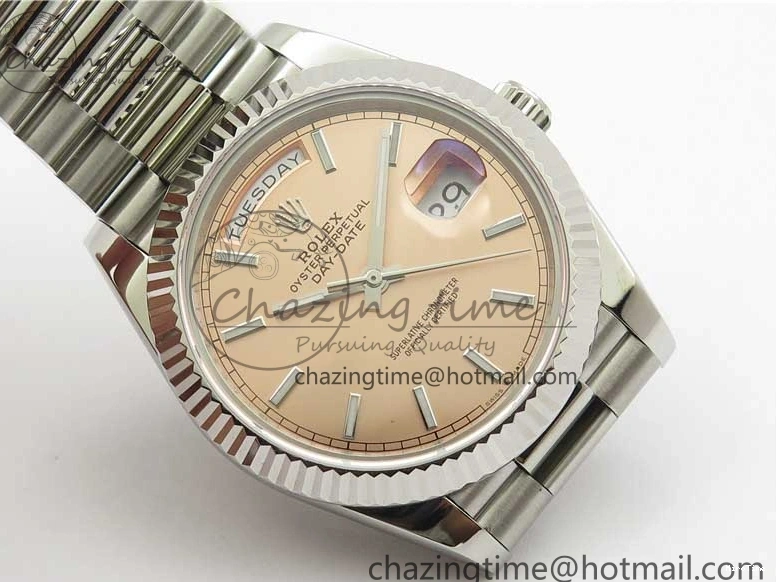 MiroTime 0307 Neat Day-Date 40mm 228239 BP New Dial Version 904 SS RG Stick Markers Dial on SS President Bracelet A 2819